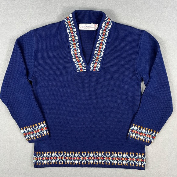 VTG Jersild Acrylic Sweater M Nordic Knit Fair‎ Isle Neenah Ski Apres 1960s USA - Picture 1 of 10